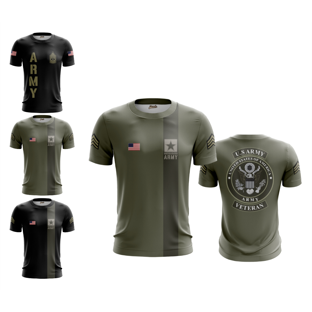 Camiseta exercito americano veteranos masculina esportiva secagem rápida forças armadas vários modelos em Oferta na Shopee