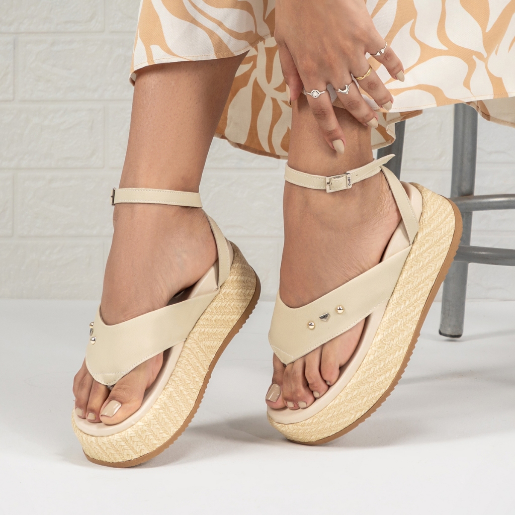 Sandália Feminina Plataforma Anatômica Gugi Papete Amarração Asa Delta 909-GG em Oferta na Shopee