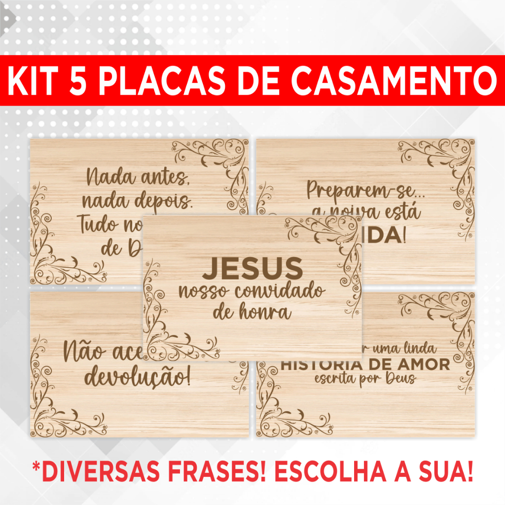 Kit Placa De Casamento Madeira Clara - 5 Plaquinhas Decorativas Entrada Noiva Noivo Pajem Daminha Cortejo
