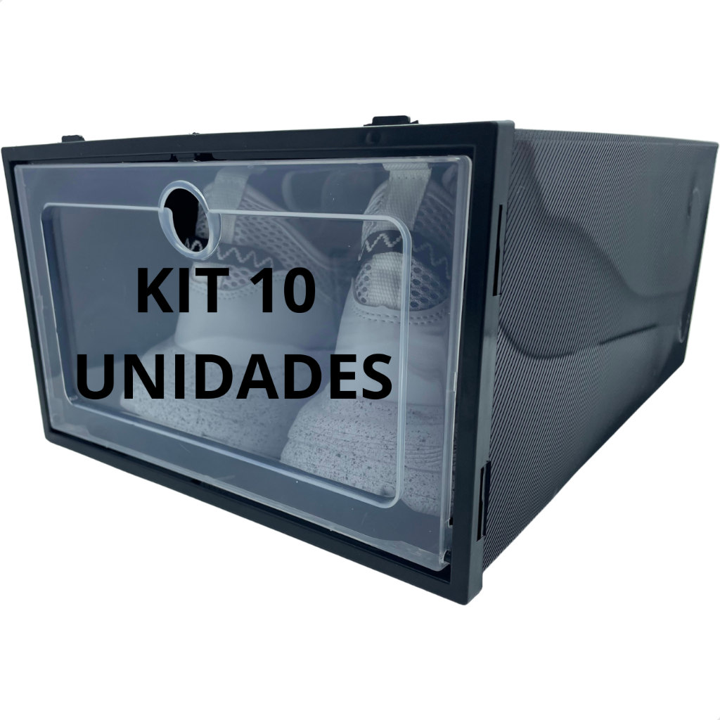 Caixa Organizadora de Tênis Sapato Chinelo Empilhavel Dobrável 10 Unidades