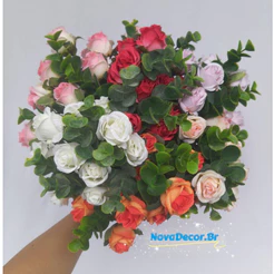 Buque de Rosas flores artificiais com 10 flores para decoracao de arranjo de mesa, lembrancinha, festa, buque de noiva