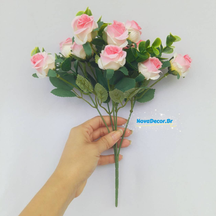 Buque de Rosas flores artificiais com 10 flores para decoracao de arranjo de mesa, lembrancinha, festa, buque de noiva — imagem 2 de 2