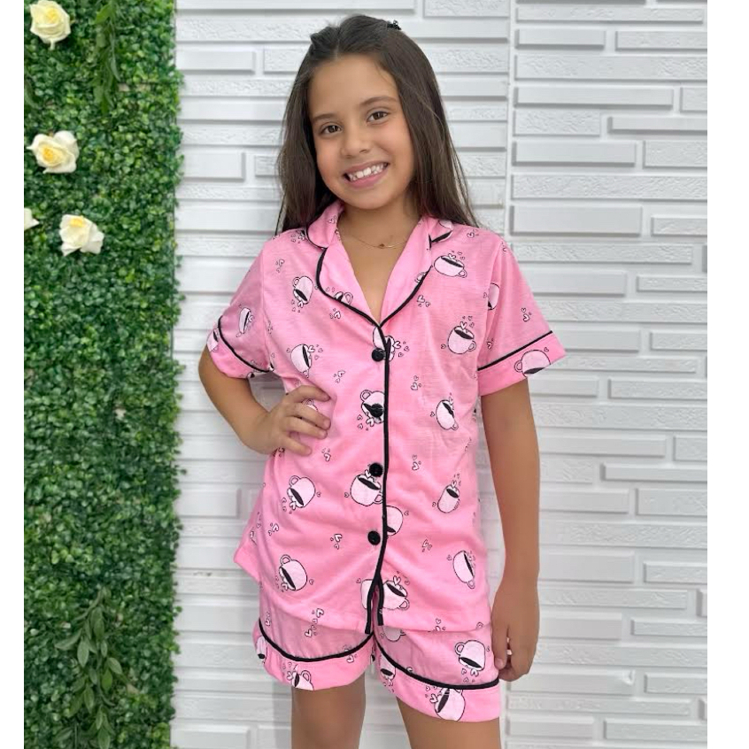 Pijama Infantil Blogueirinha Americano Curto Verão Pijama Menina Estilosa