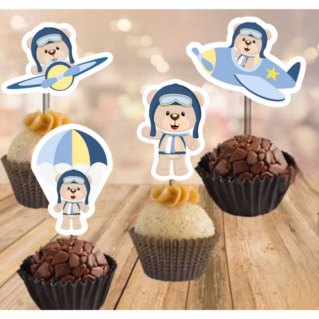 50 Tags Toppers P/ Docinho Beijinho Doces Festa Ursinho Baloeiro Maternidade