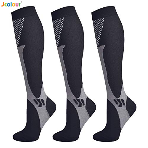 Jcolour Kit 3 Pares Meias Compressão Unisex Joelho Corrida Ciclismo Varizes Alívio Esportivas - Men Clothes