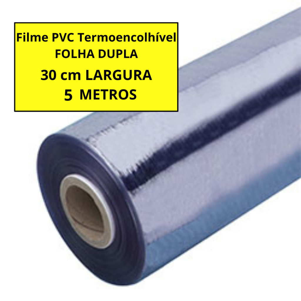 Bobina Filme PVC termoencolhível 30 cm - 5 metros FOLHA DUPLA