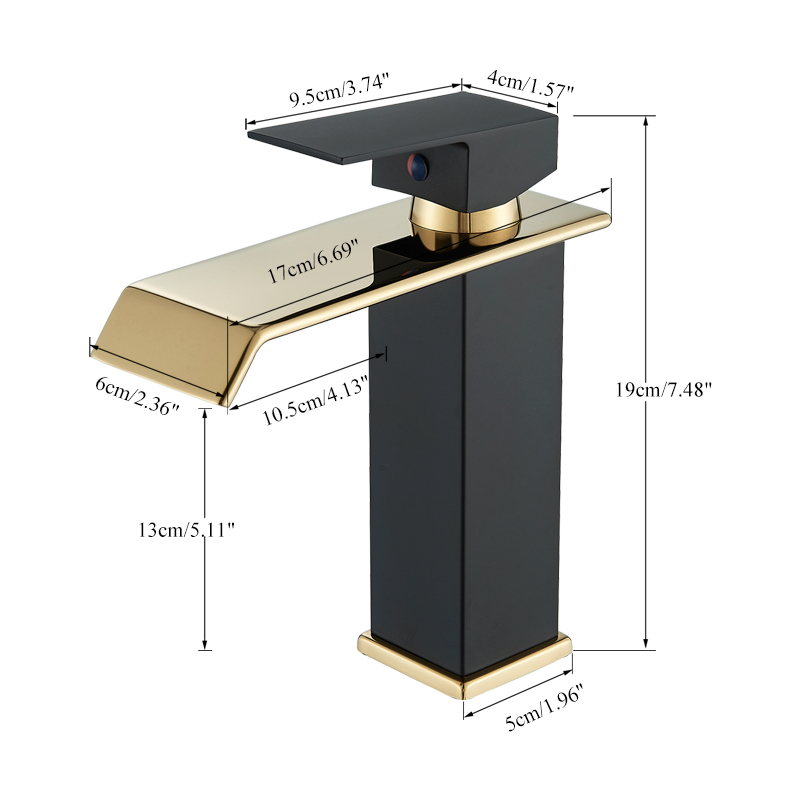Detalhes do Torneira Pia Banheiro Dourada Preta Lavatorio Misturador Monocomando Luxo Bica Baixa 18cm Yesop