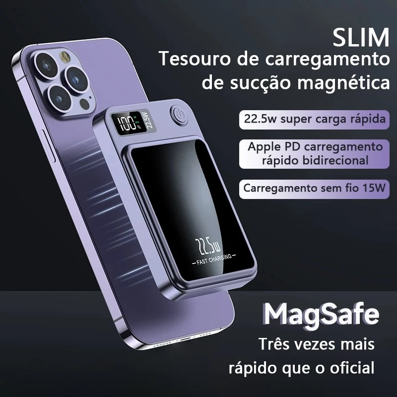 Carregador Portátil Para Iphone Indução Magsafe Powerbank 10000 mAh Battery Pack -A7 — imagem 1