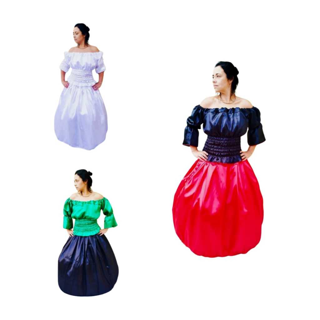 Roupa de Umbanda e Candomblé 3 peças Saia de Cetim Pombagira Cigana