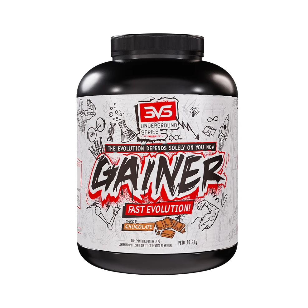 Hipercalórico Gainer Fast Evolution 3kg - O Mais Completo Do Mercado Matéria Prima Importada 3VS em Oferta na Shopee