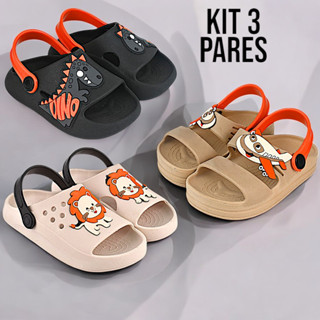 Kit 3 Pares Papete Sandália Infantil Menino e Chinelo Nuvem