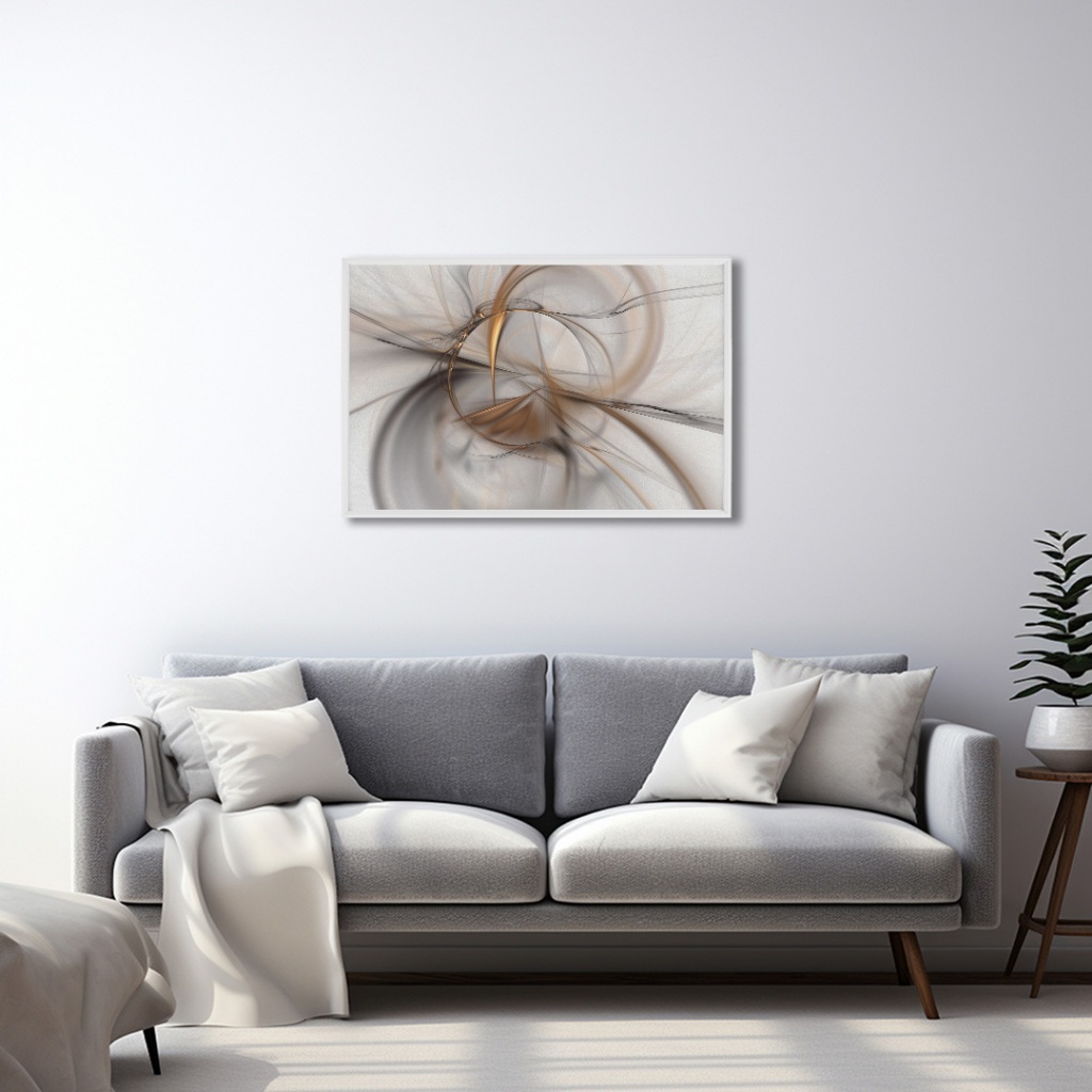 QUADRO DECORATIVO ABSTRATO 3D CINZA COM MOLDURA em Oferta na Shopee