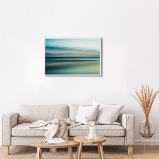 QUADRO DECORATIVO ABSTRATO HORIZONTE AZUL COM MOLDURA SALA QUARTO ESCRITORIO em Oferta na Shopee