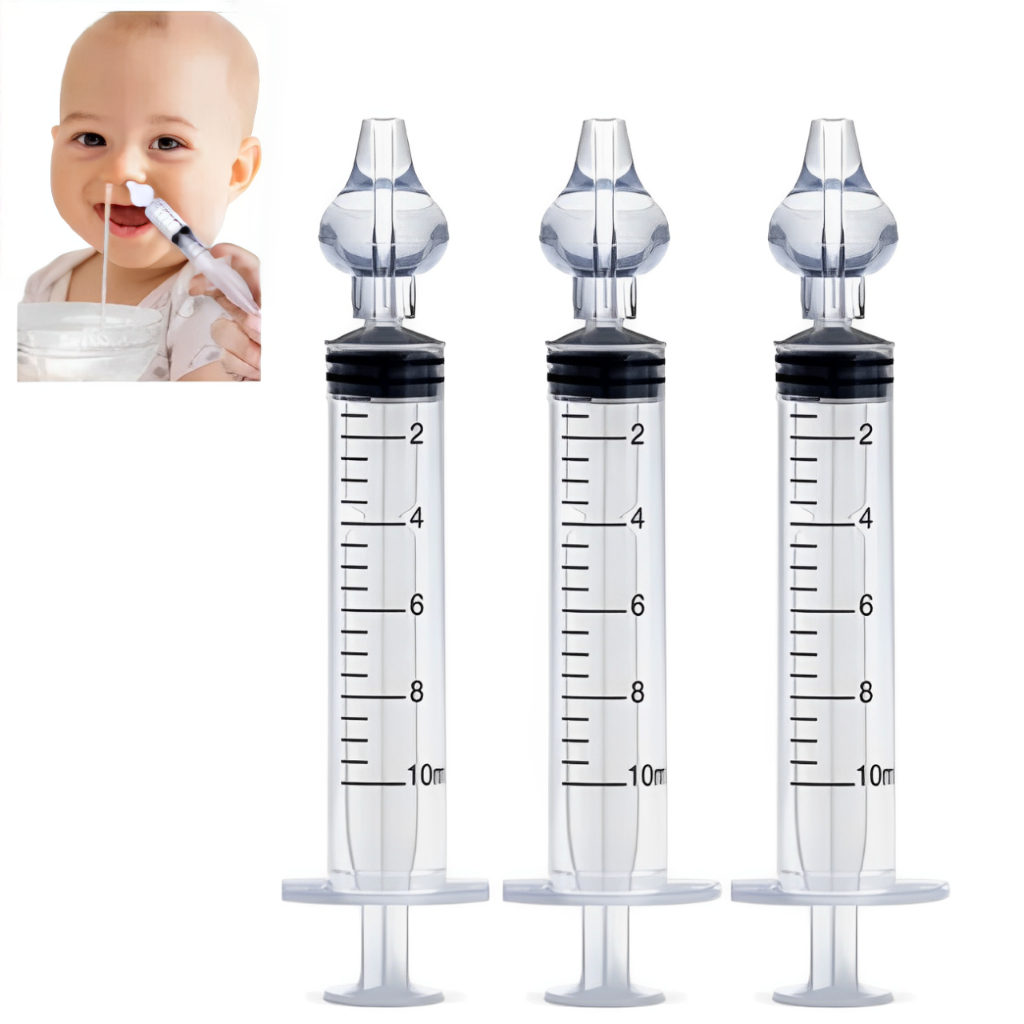 Kit 03 Seringas Para Limpeza e Lavagem Nasal Infantil e Adulto Com Bico de Silicone