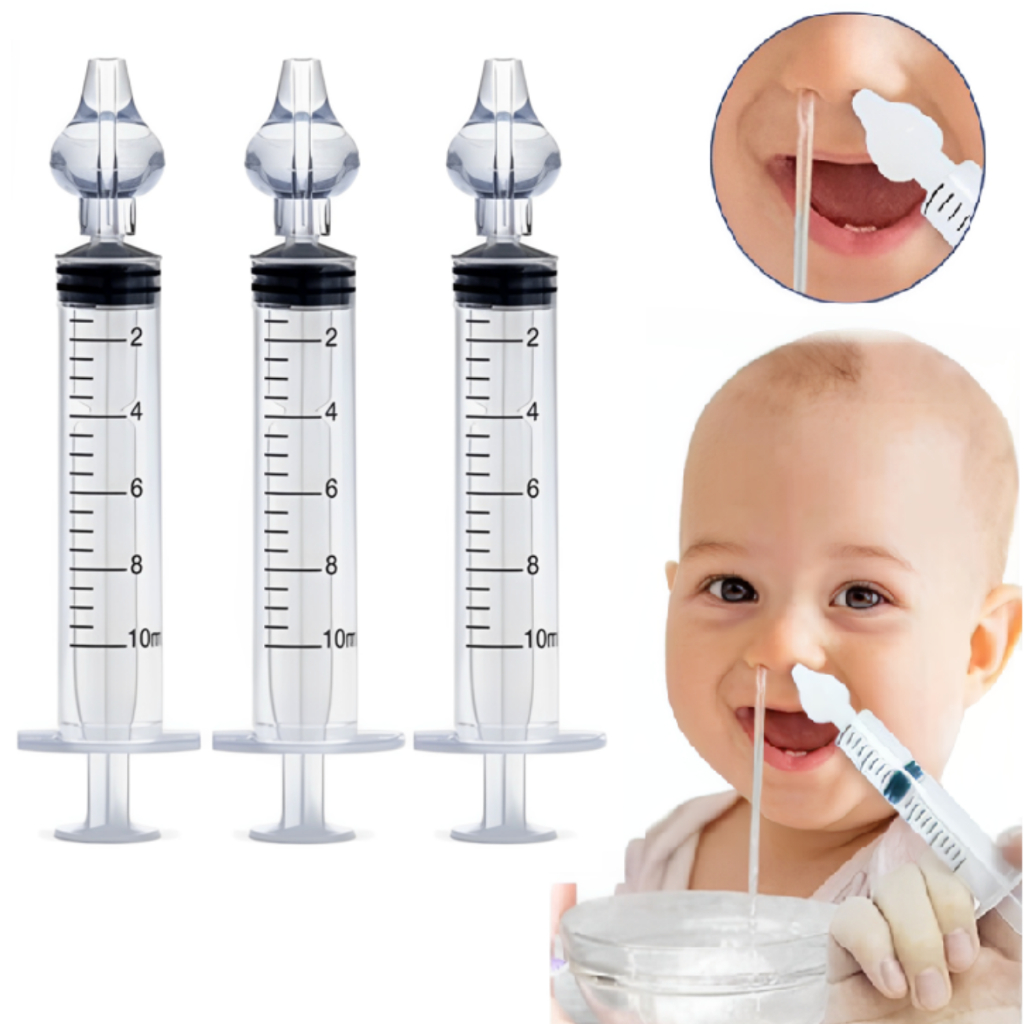 Kit 03 Seringas Para Limpeza e Lavagem Nasal Infantil e Adulto Com Bico de Silicone Macio