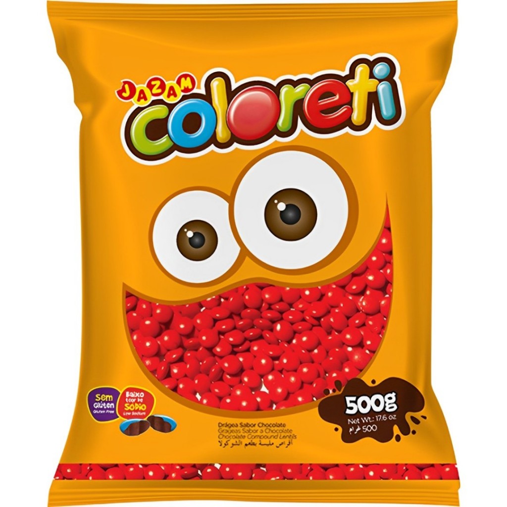 Coloreti Confeito de Chocolate Vermelho 500g Jazam em Oferta na Shopee
