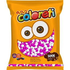 Coloreti Confeito de Chocolate Mesclado Rosa e Branco 500g Jazam