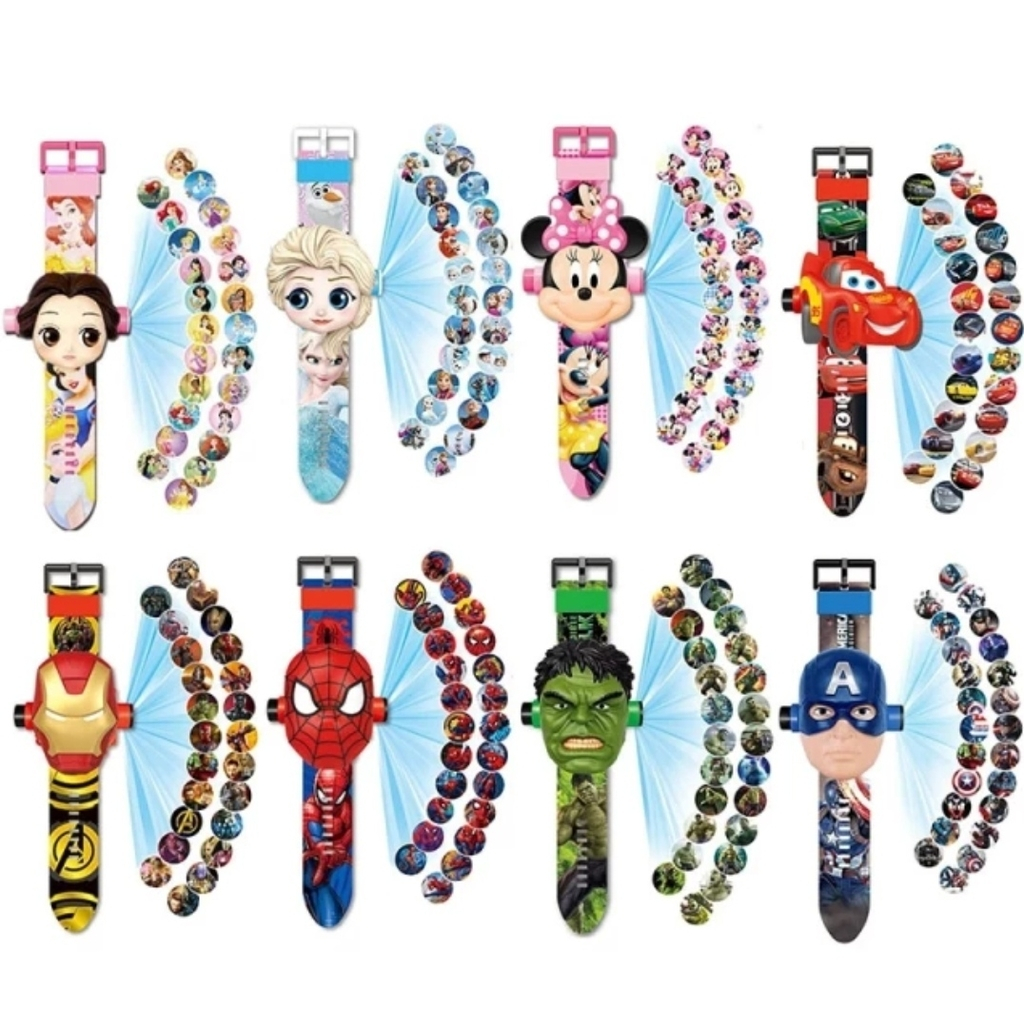 Relógio projetor com 24 imagens infantil com varios personagens