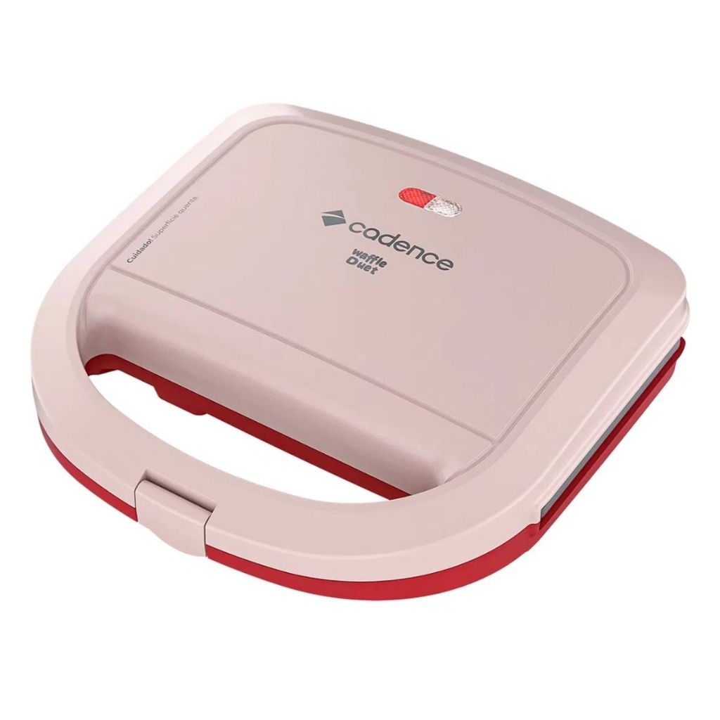 Máquina De Waffle Elétrica Dupla Antiaderente Rosa Bebê Cadence 220v Wafflezeira Para Torradas Panquecas Casa Cozinha