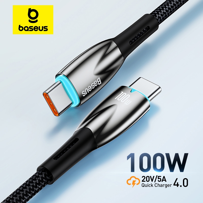 Baseus-Tipo C  100w  de carregamento rápido com led