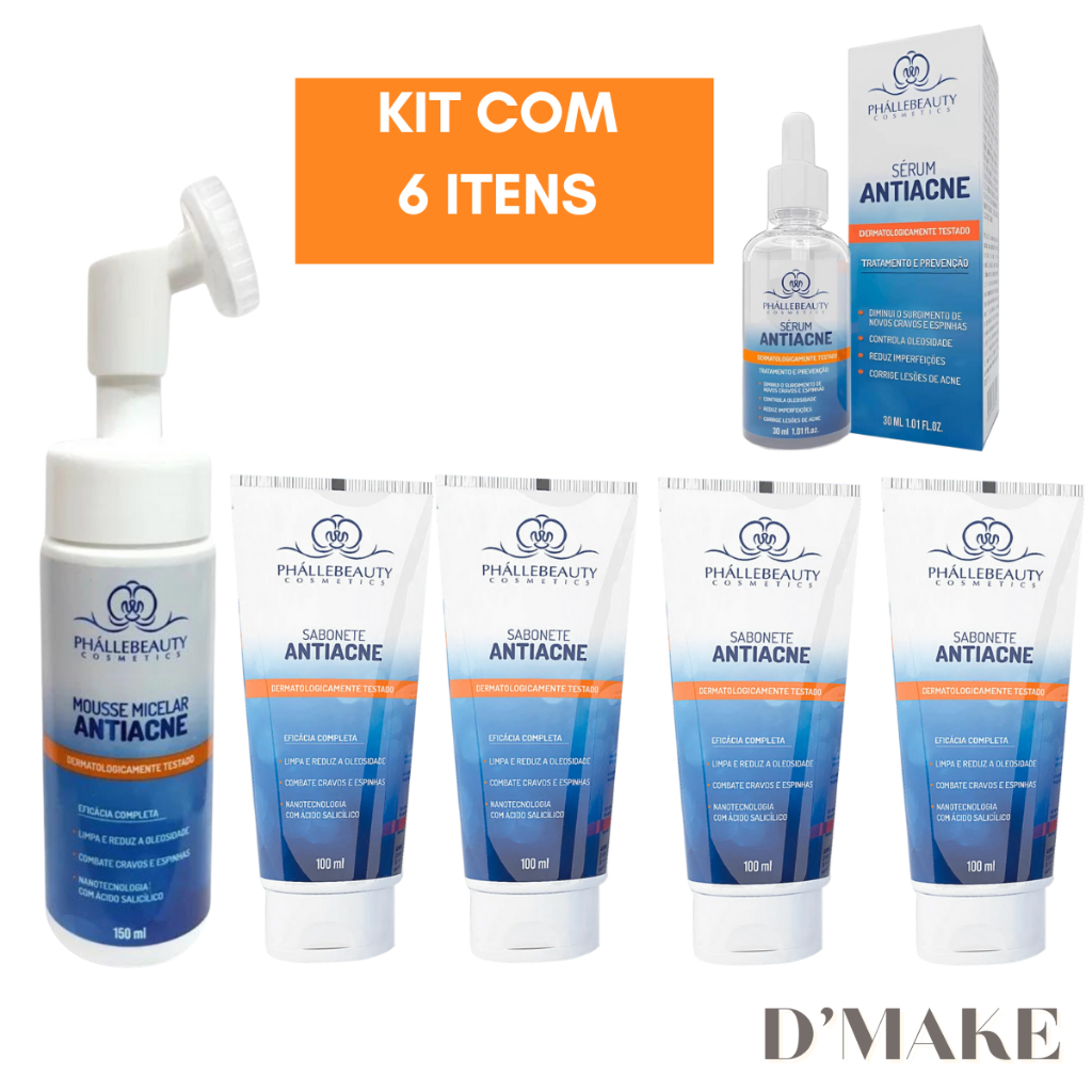 Kit Presente Facial Antiacne Phállebeauty controle da oleosidade e na redução de cravos e espinhas