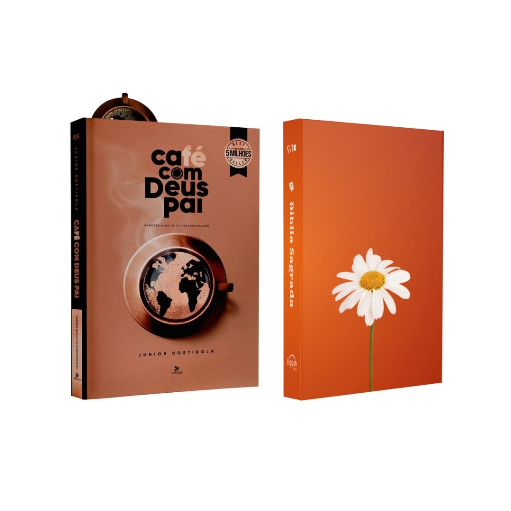 Kit Café com Deus Pai 2025 + Bíblia Sagrada | NVI | Flor Branca | Capa Dura - Books & Magazines