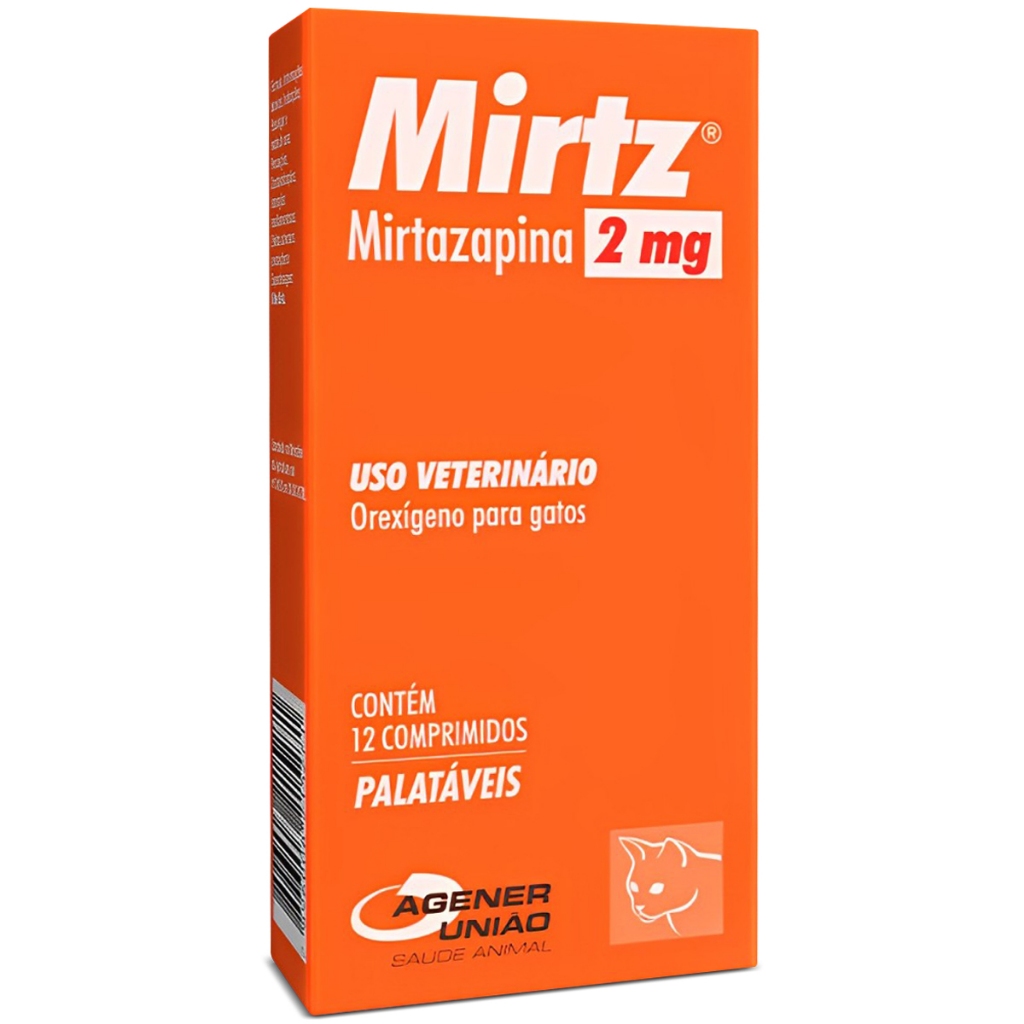 Mirtz 2 mg 12 Comprimidos Orexígeno para Gatos Agener União em Oferta na Shopee