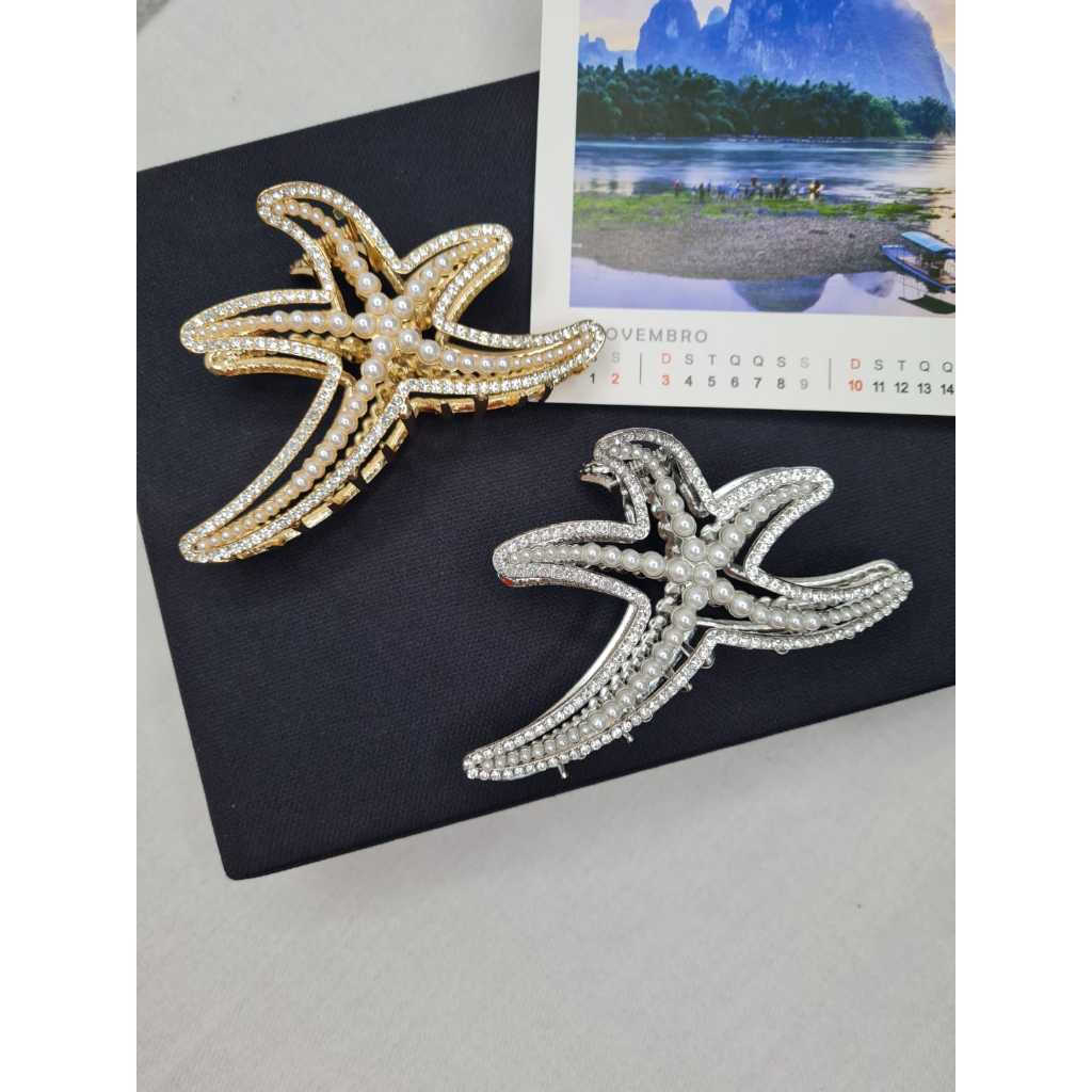 Piranha Metal Estrela do mar strass e Bolinhas Perolizada em Oferta na Shopee
