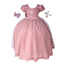 Vestido Longo Infantil Juvenil Rose Formatura Casamento Dama Florista Festa