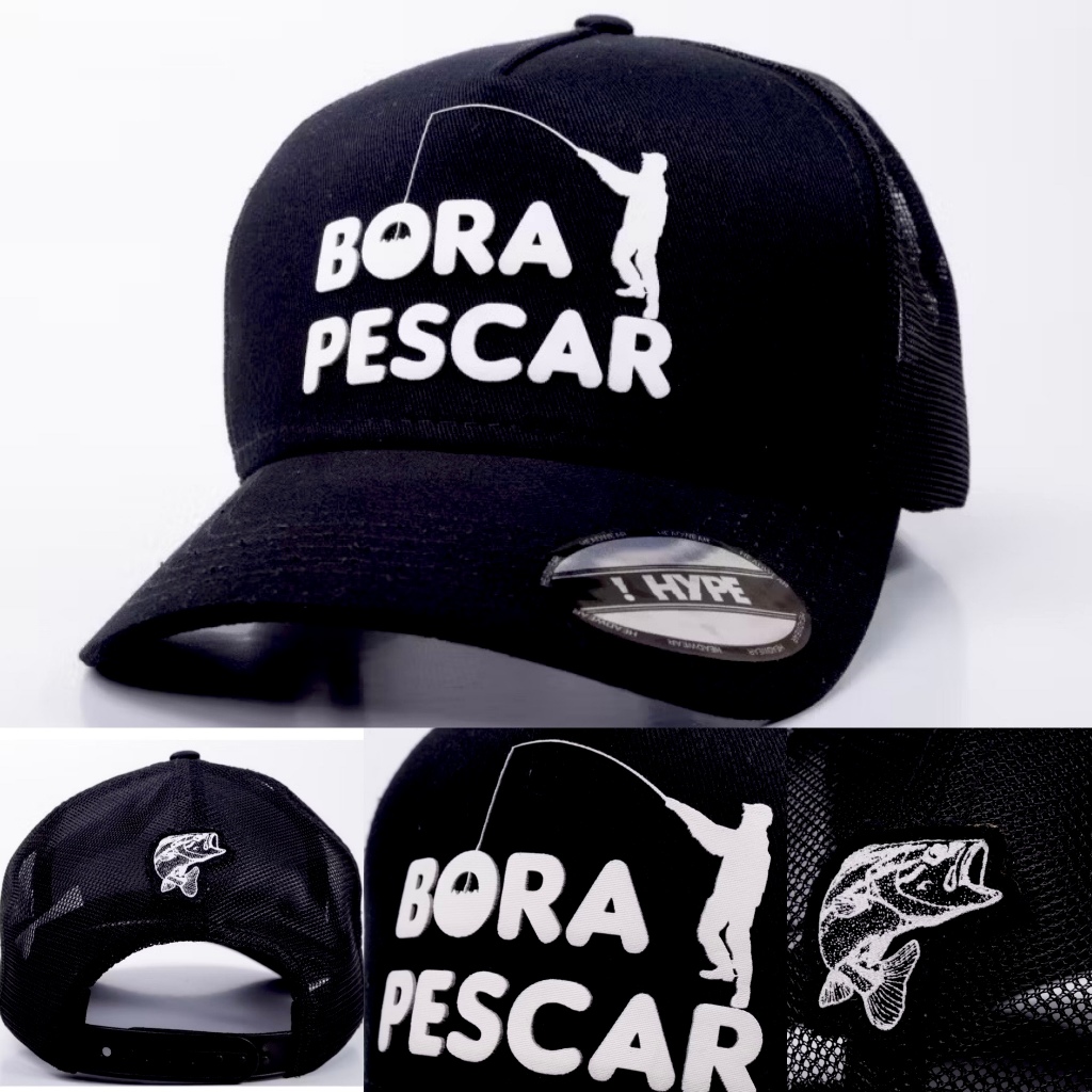 Boné Country Agro Sertanejo Rural Aba Curva Redinha com Regulador Confortável Encaixe Perfeito Bora Pescar