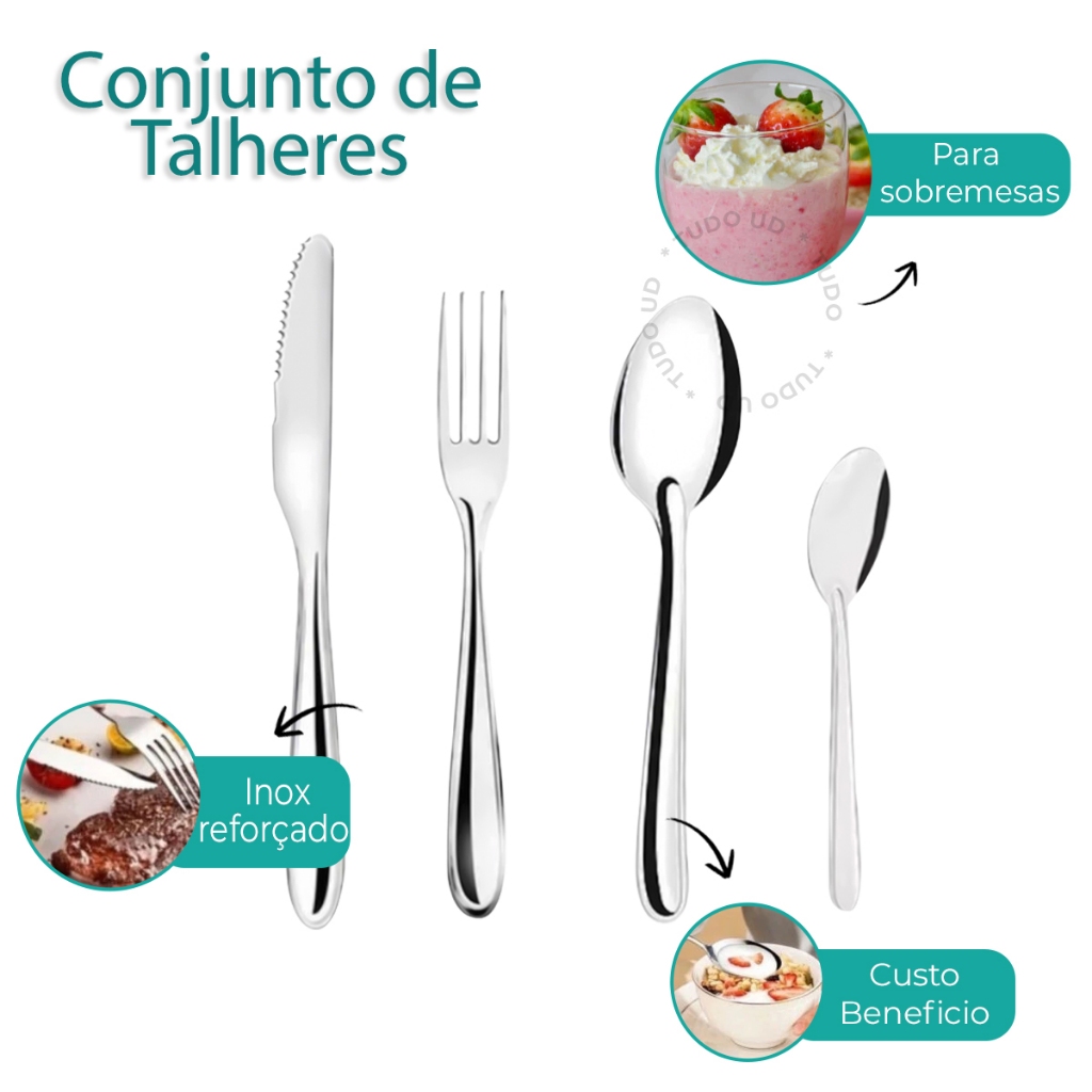 Jogo de Talheres 18/24/36/48 Peças Aço Inox Facas, Garfos de Mesa, Colheres, Colheres de Sobremesa — imagem 2 de 2