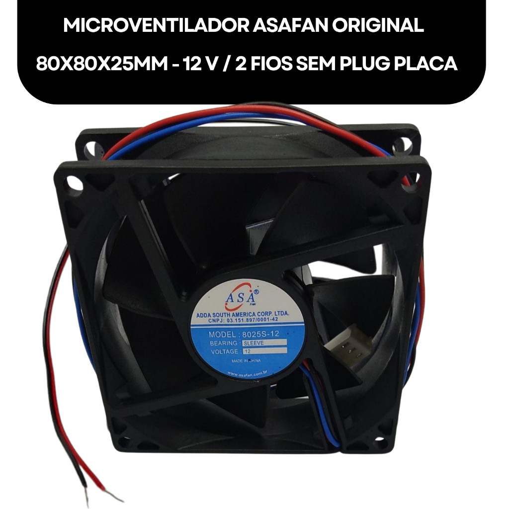 MicroVentilador fan ventoinha Cooler ventilador 80x80x25mm Asafan 80mm 12v informática computador PC Industrial