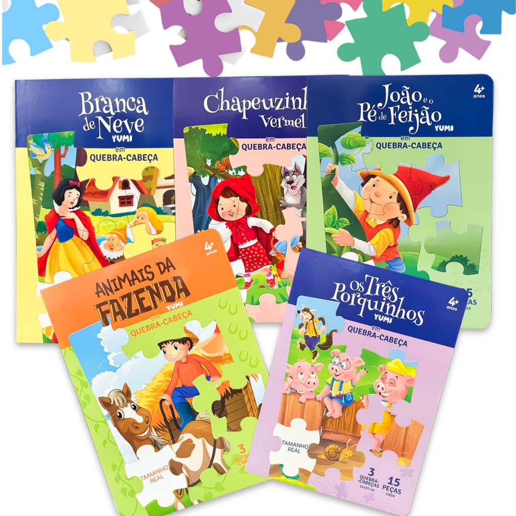 Coleção Livro + Quebra Cabeça Infantil Para Crianças Brinquedos De Educação Infantil  Animais Fazenda, Bíblico