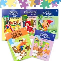 Coleção Livro + Quebra Cabeça Infantil Para Crianças Brinquedos De Educação Infantil Animais Fazenda, Bíblico