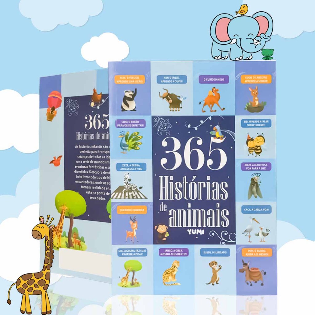 Livro Infantil Bebê 365 Histórias de Animais - Ler e Sonhar Lindas Historias e Ilustrações Para Crianças