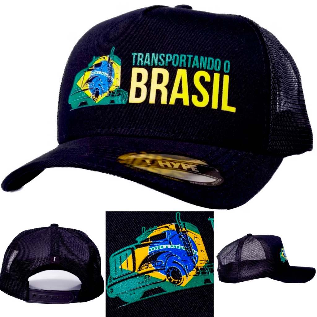 Boné Country Agro Sertanejo Rural Aba Curva Redinha com Regulador Confortável Encaixe Perfeito Transportando o Brasil
