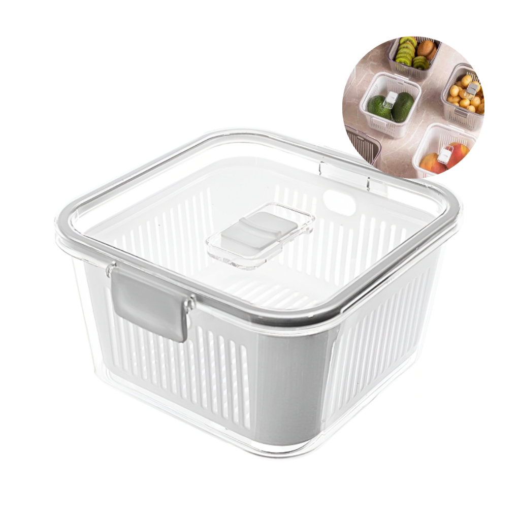 Pote Hermético Acrílico 1360ml Tampa com Trava Cesto para Frutas Legume Salada Tempero Conserva em Oferta na Shopee