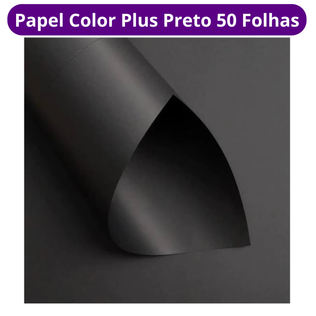 Papel Color Plus 180g A4 50 Folhas Preto Masterprint