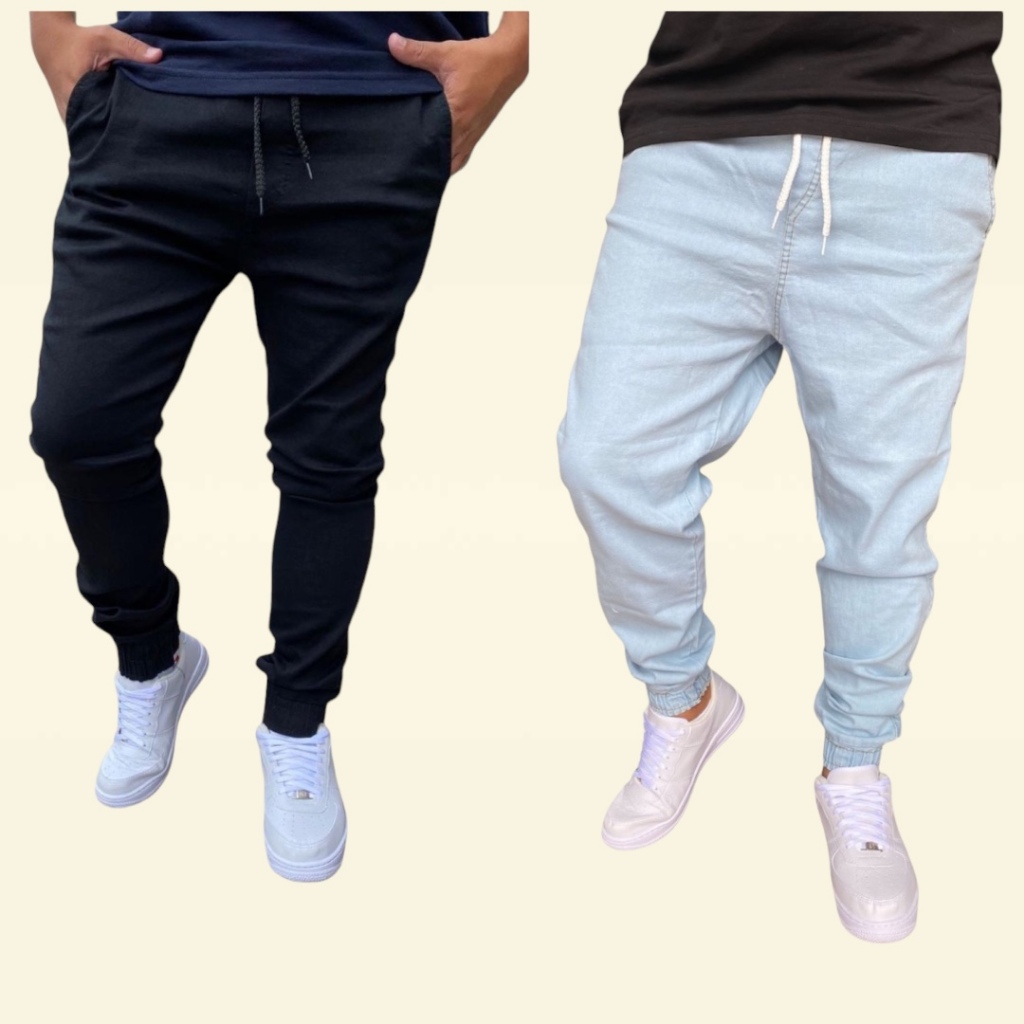 Kit com 2 Calças Jogger Masculina Slim Fit