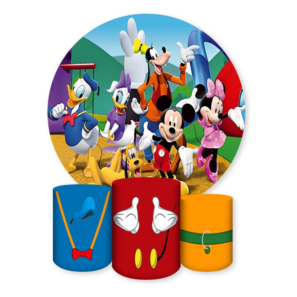 Painel Redondo E Capas De Cilindro Sublimados Mickey & Minnie Mouse II em Oferta na Shopee