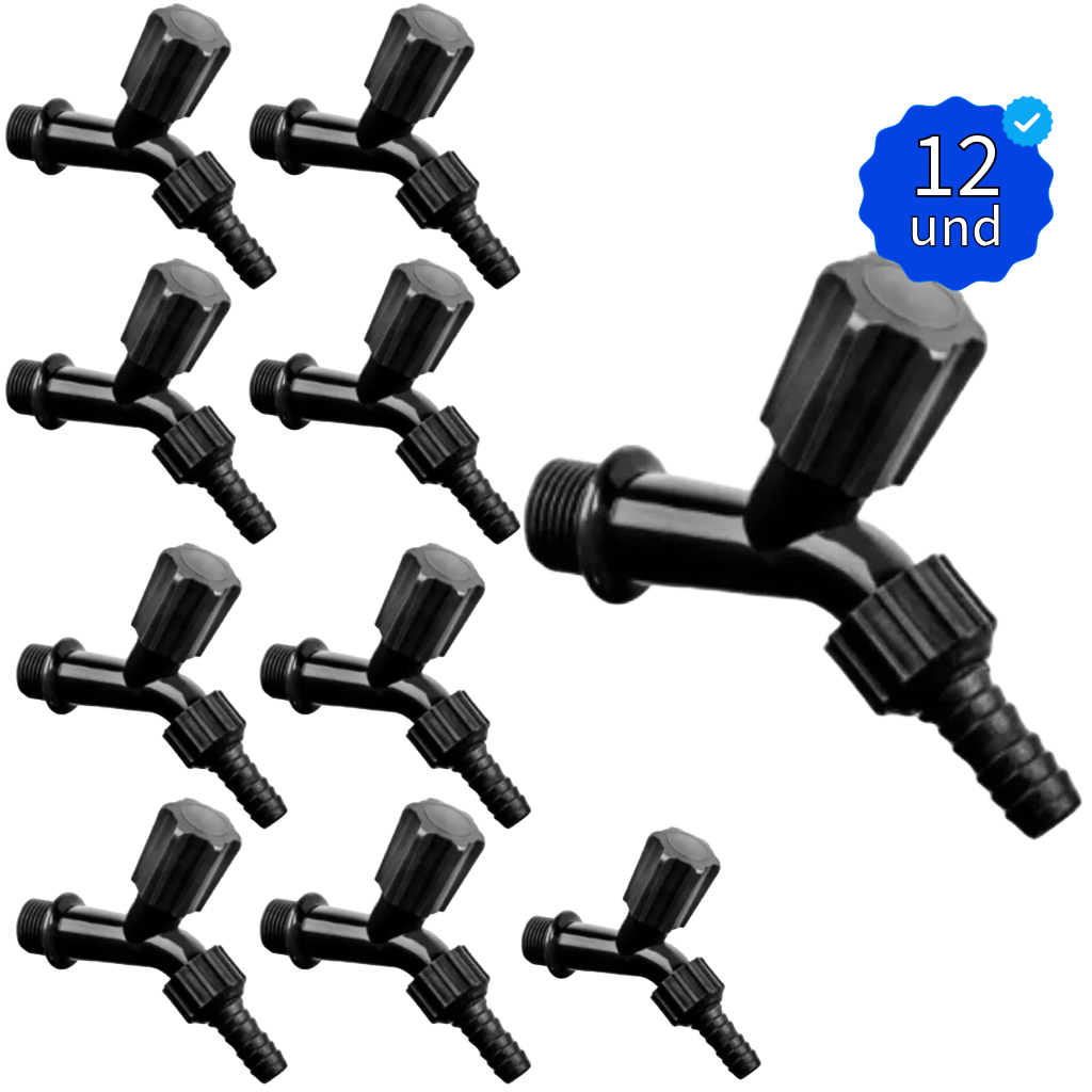 torneira jardim preta pacote com 12 unidades em Oferta na Shopee