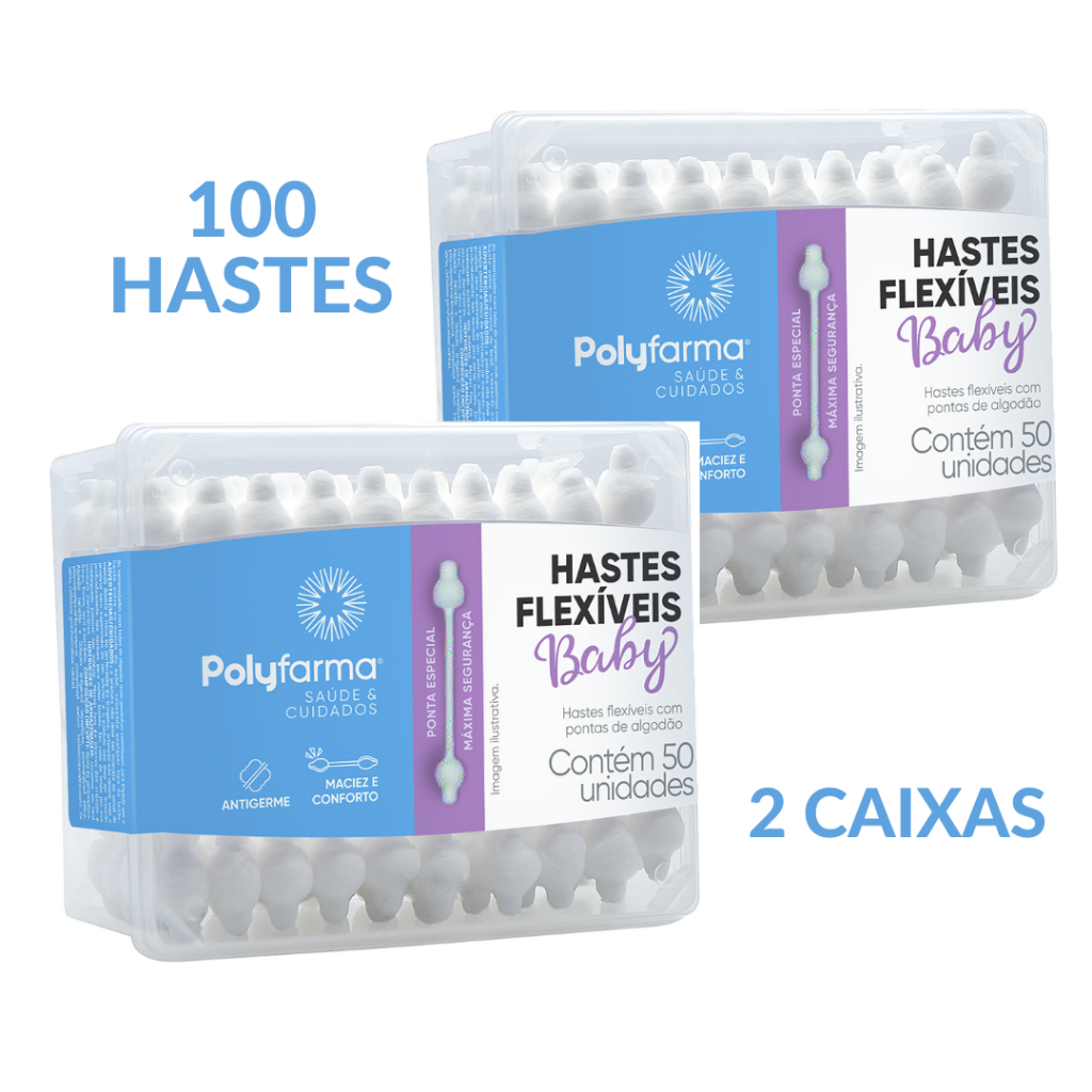 Cotonetes Hastes Flexíveis Bebê Antigerme Ponta especial Kit com 2 caixas em Oferta na Shopee