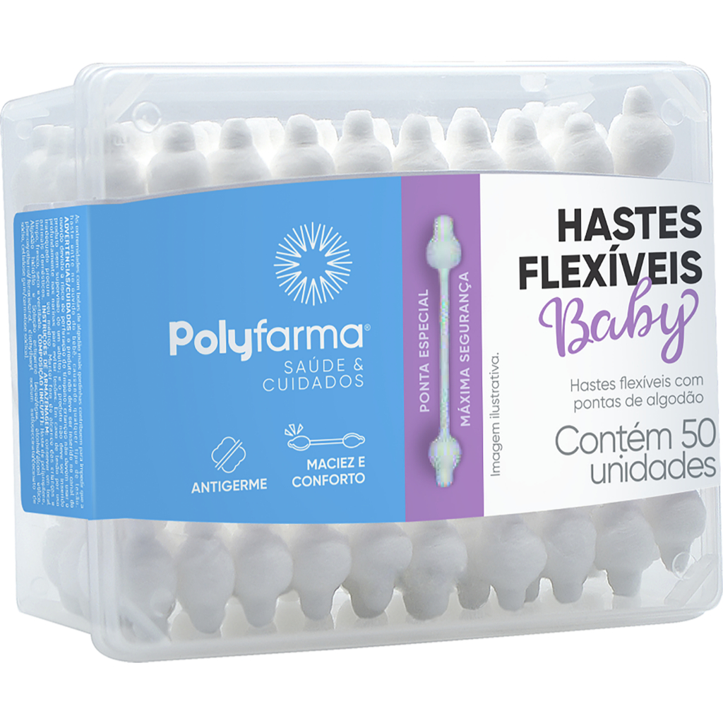 Cotonetes Hastes Flexíveis Bebê Antigerme Ponta especial Kit com 2 caixas