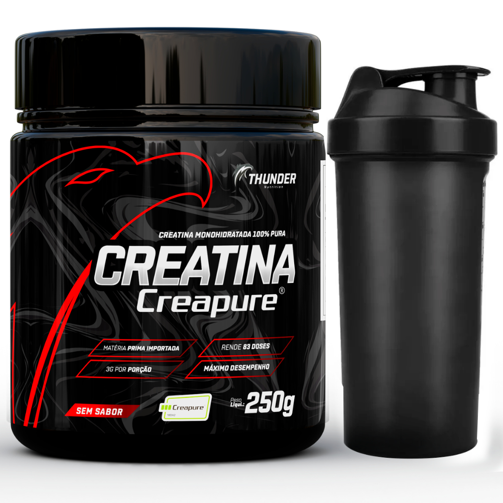 Creatina Creapure 250g Thunder - Creatine Monohidratada 100% Pure + Coqueteleira