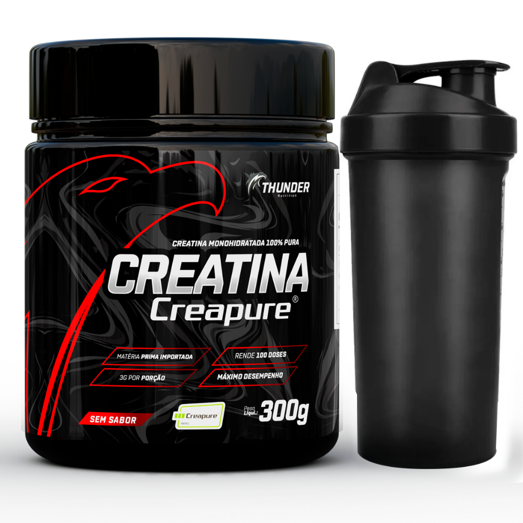 Creatina Creapure 300g Thunder - Creatine Monohidratada + Coqueteleira