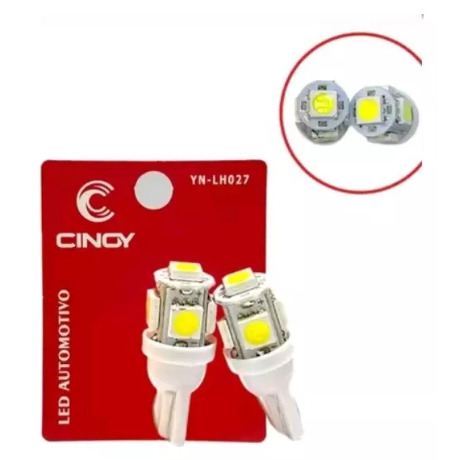 Par Lampada Led T10 Pingão 05 Leds Meia Luz Farol Carro Smd 5050 Branco Torre · foto 2