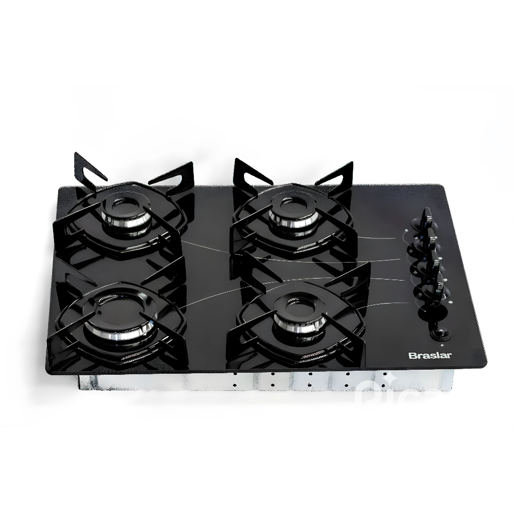 Cooktop 4 Bocas Braslar Pop a Gás Acendimento Automático Preto Bivolt - Home Appliances