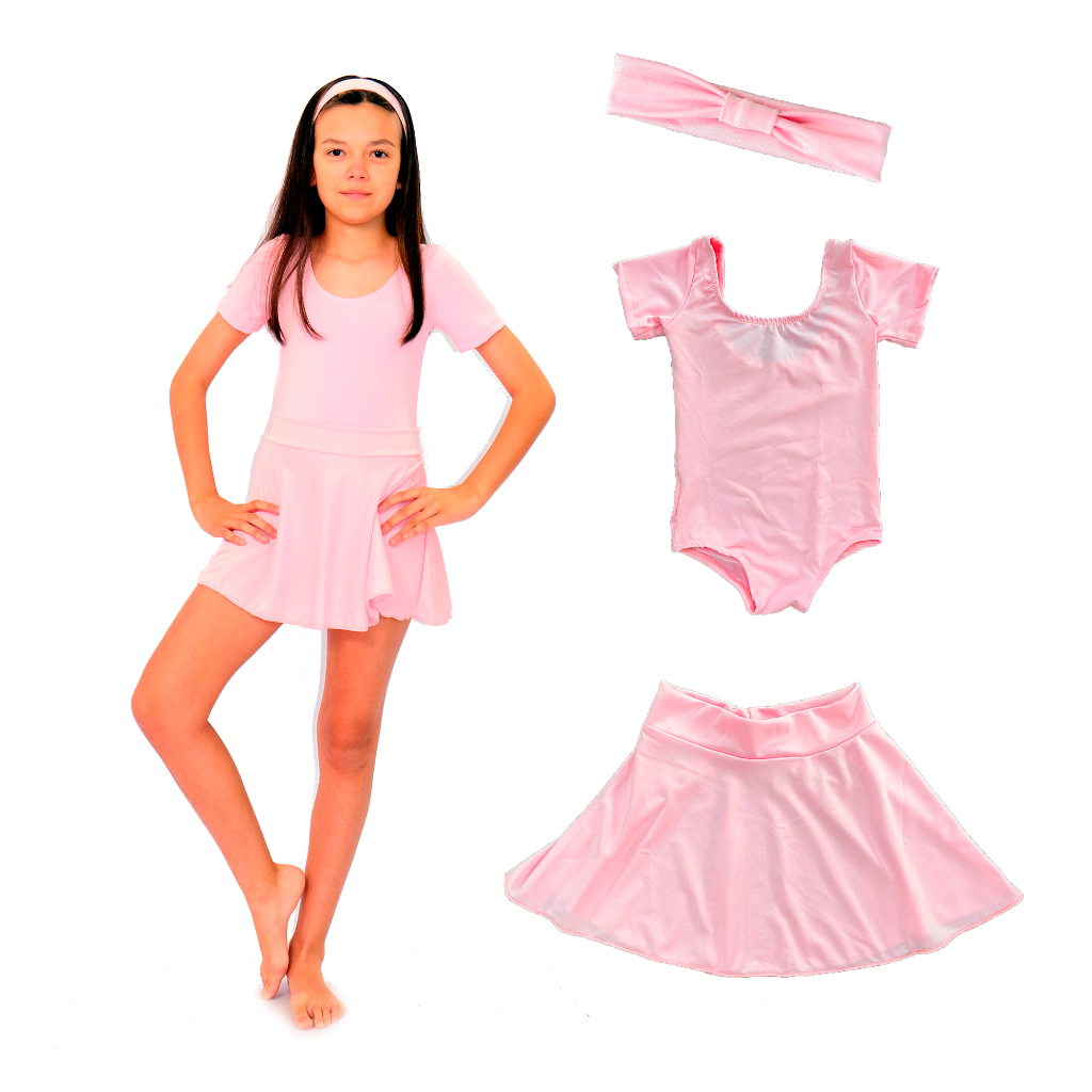 Kit Ballet infantil Com 3 peças: Faixa + Collant + Saia - Para Bailarinas em Oferta na Shopee