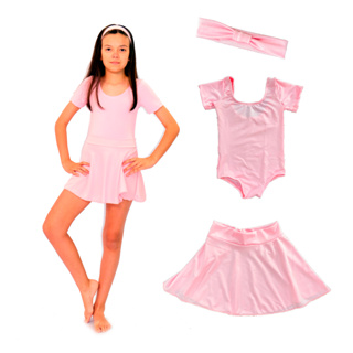 Kit Ballet infantil Com 3 peças: Faixa + Collant + Saia - Para Bailarinas em Oferta na Shopee