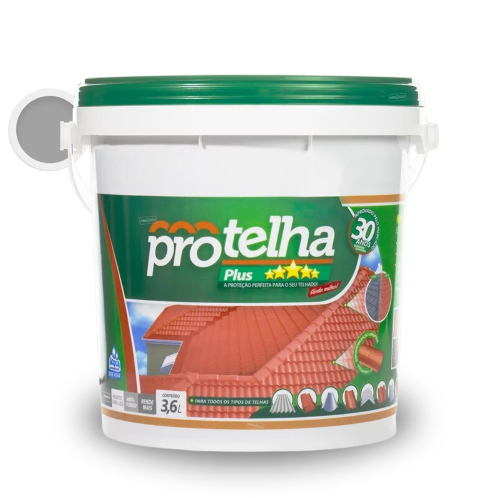 Tinta Impermeabilizante Protetora Telha Telhado Protelha Plus Cinza 3,6L Anti Infiltração